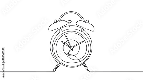 Continue with the line art illustration of the alarm clock time, wake up,  start, urgency, and deadline concepts.