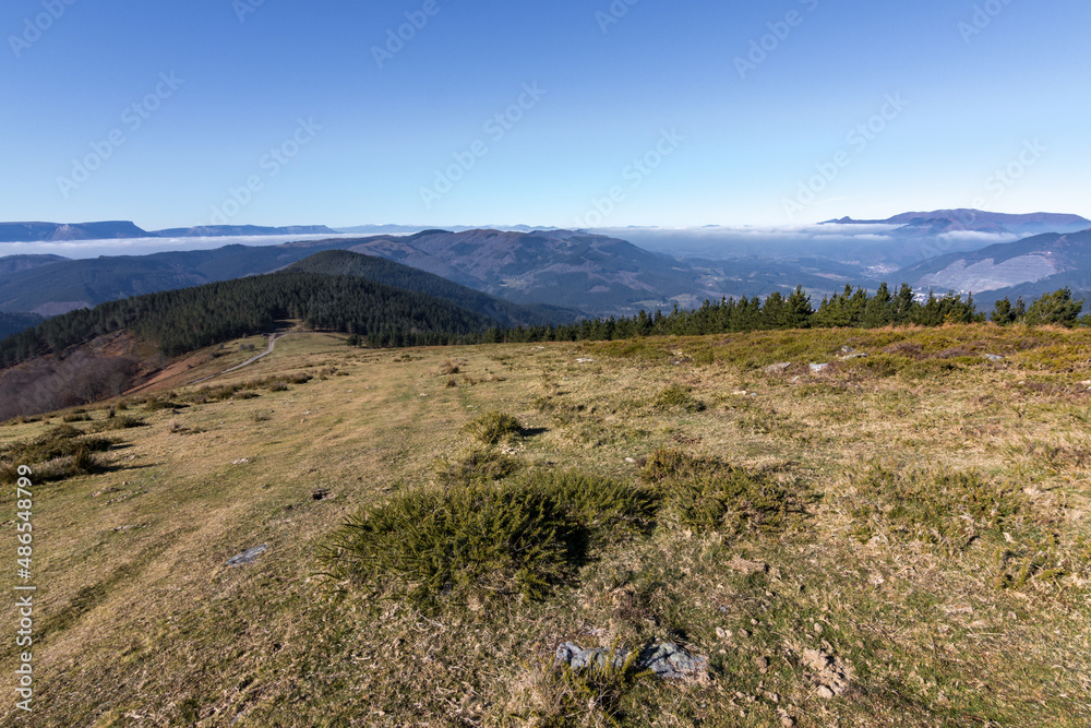 Fototapeta premium Views from Kolometa mountain and surrounding area in Gorbea Natural Park (Spain)