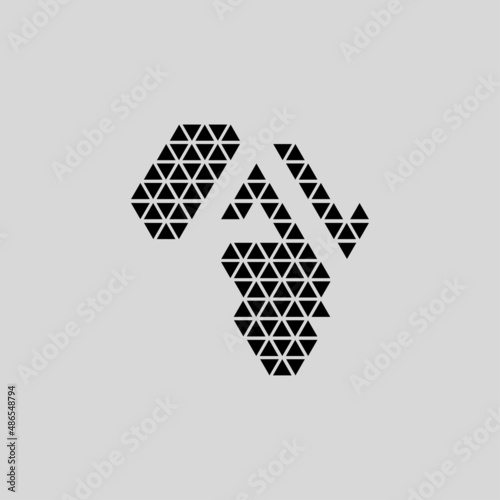 africa map with geometric art style and A letter inside icon design illustration