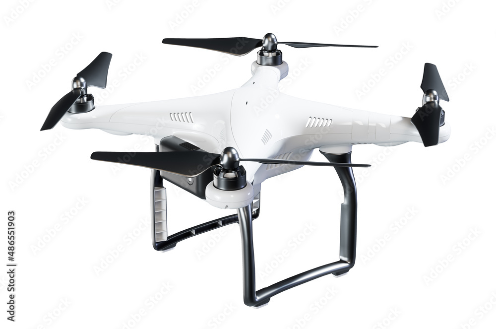 Creative abstract 3D render illustration of professional remote controlled wireless black RC quadcopter drone with video and photo camera Creative abstract 3D render illustration of professional remote controlled wireless black RC quadcopter drone with video and photo camera