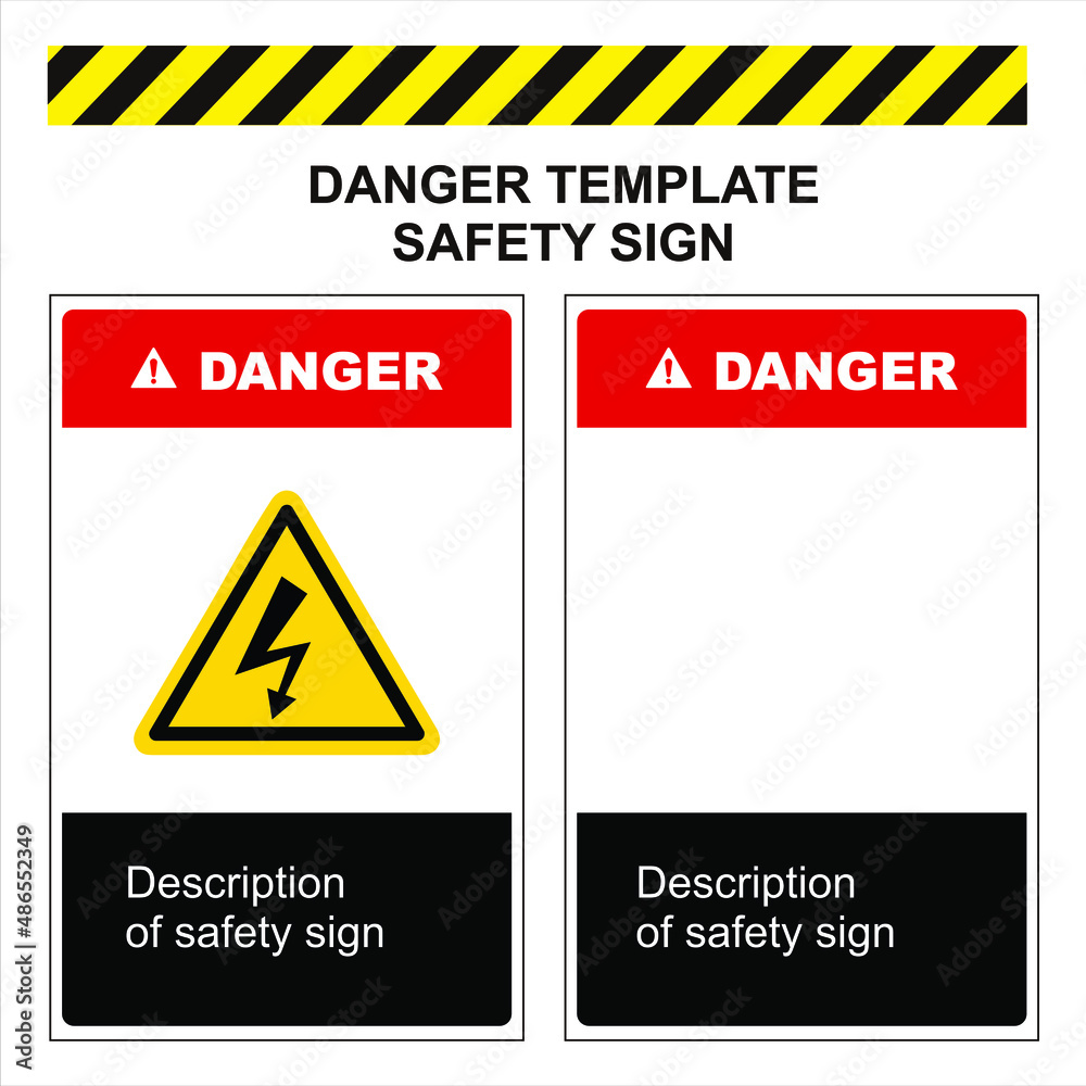 Safety sign template. ANSI and OSHA standard formats. Safety sign high voltage alert Safety sign template. ANSI and OSHA standard formats. Safety sign high voltage alert
