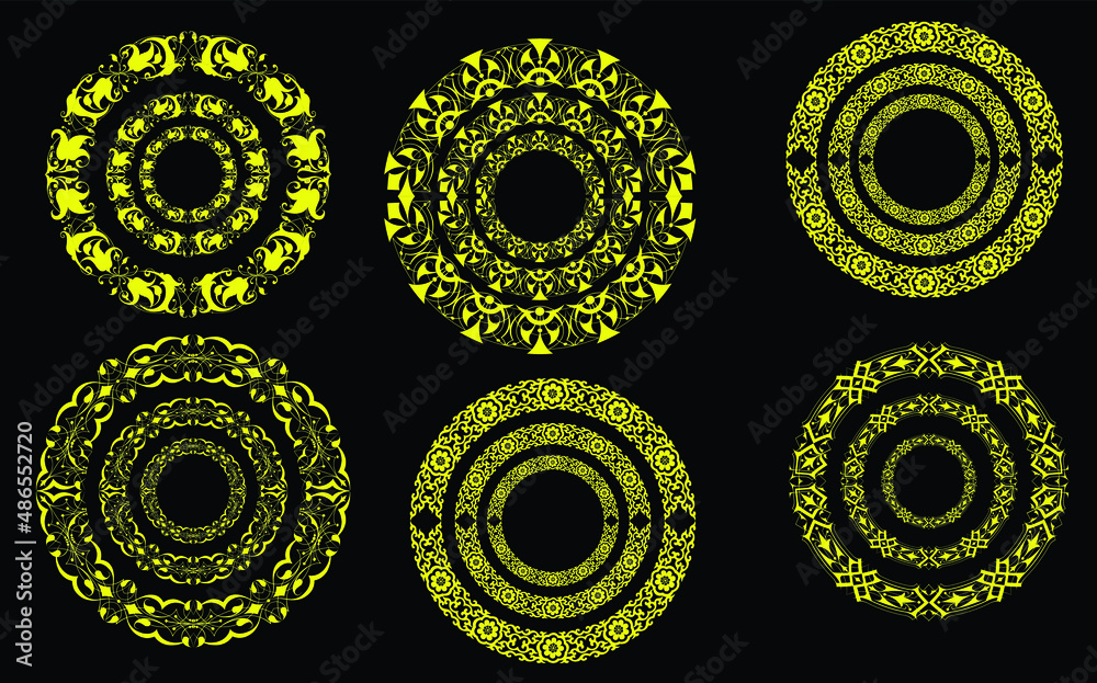 Decorative Round Frame Set Free Vector circle frame for logo round ...