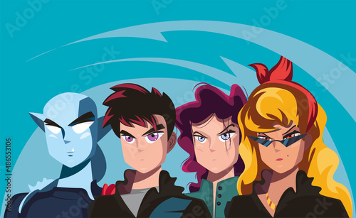 manga characters poster