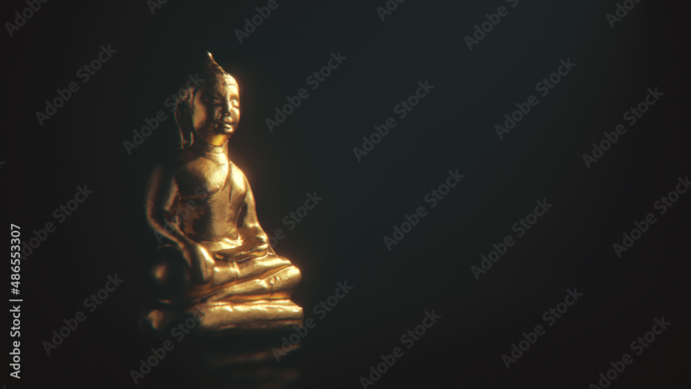 3D render Buddha statue on dark background 3D render Buddha statue on dark background