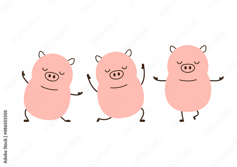 Cute Pig on white background. Pig character design. Cute Pig on white background. Pig character design.