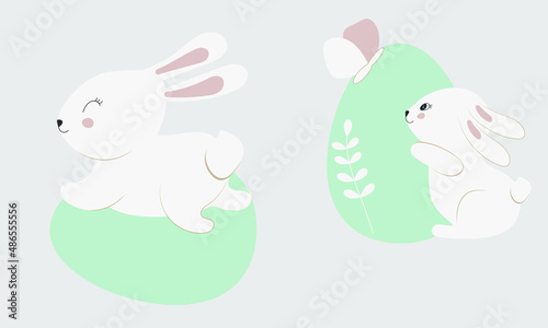 Cute easter bunny illustration flat style