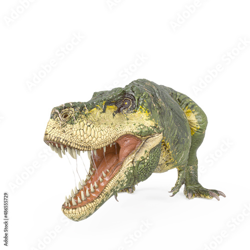 tyrannosaurus rex is getting ready to jump in white background © DM7