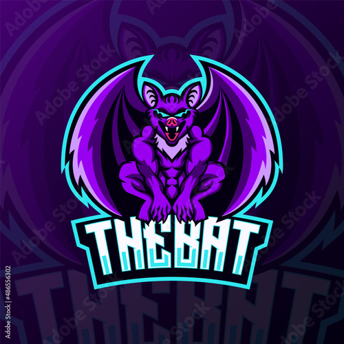 bat mascot logo esport gaming. bat mascot logo illustration.