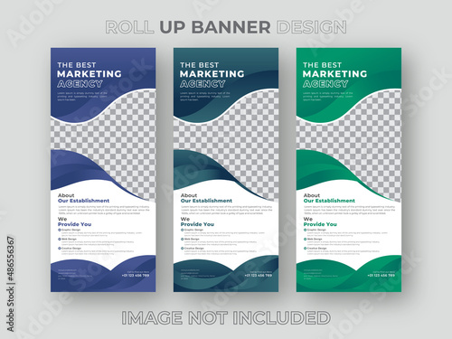 Corporate And Creative Business Roll Up Banner Template, Abstract Colorful Design Theme