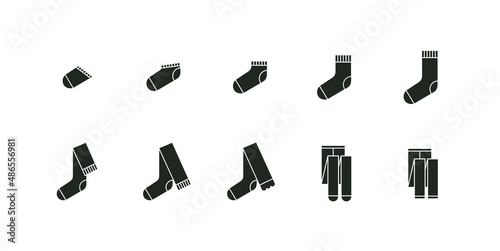 Set of icons with different types of socks, stockings, leggings and tights. Can be used in web, typographic and package design. Underwear and clothes concept. Vector illustration.
