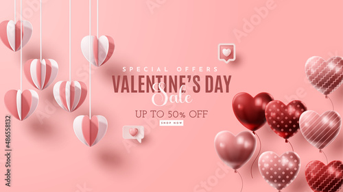 Valentine's day 3D product presentation for banner, advertising, and business. vector illustration