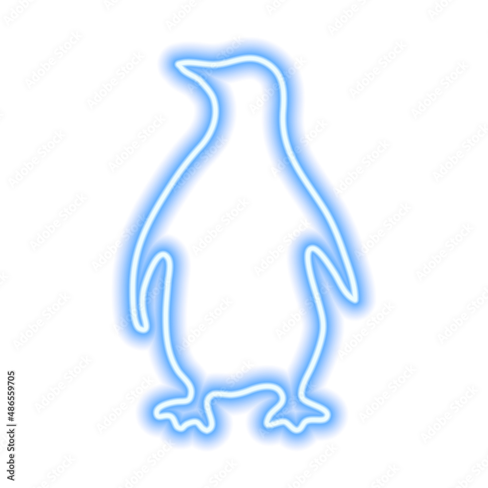 Blue neon sign of penguin isolated on white background. Vector illustration Blue neon sign of penguin isolated on white background. Vector illustration