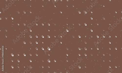 Seamless background pattern of evenly spaced white solo bobsleigh symbols of different sizes and opacity. Vector illustration on brown background with stars