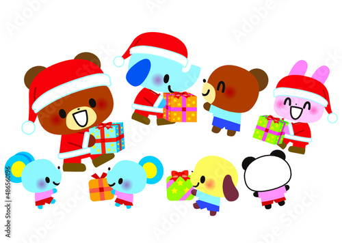 クリスマス,サンタ,イラスト,プレゼント,冬,サンタクロース,１２月,クマ,ゾウ,ウサギ,ネズミ,かわいい,メリークリスマス,子供,クリスマスイブ,サンタさん,クリスマスプレゼント,袋,ハート,星,キラキラ,保育士,幼稚園,保育園,保母さん,学校,小学校,小学生,元気,笑顔,ジングルベル,１２月２４日,12月,聖夜,保育,園児,幼児,こども園,保育所,音楽,パーティー,幼稚園児,12月24日,サプ