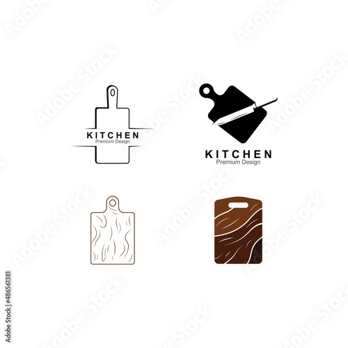 cutting board and knife icon, kitchenware vector