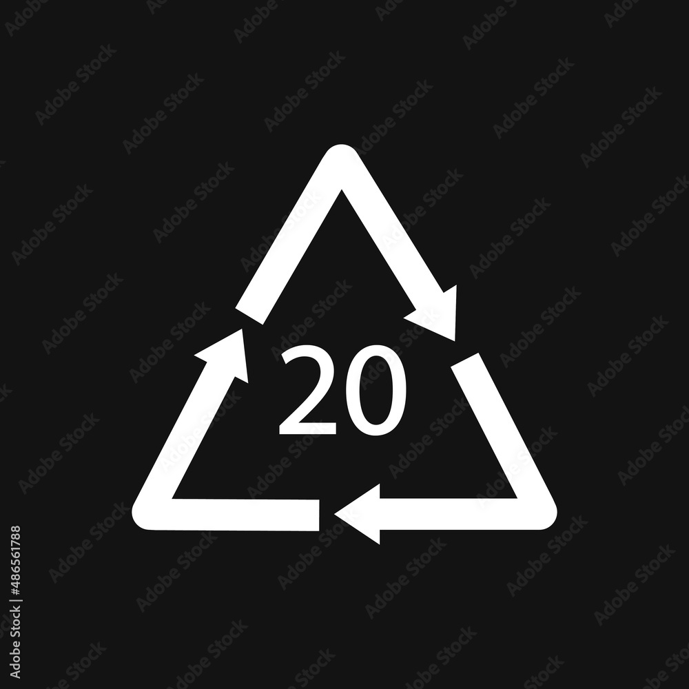 Paper recycling symbol PAP 20. Vector illustration Paper recycling symbol PAP 20. Vector illustration