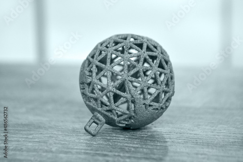Gray abstract model object printed on 3d printer from powder close-up. 3D prototype created by 3d printing. Multi Jet Fusion MJF. Concept new modern hi-technology for 3d printing, symbol innovative © mari1408
