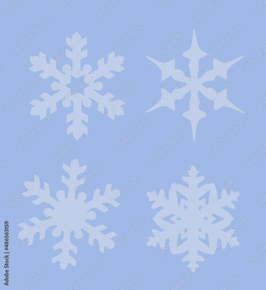 set vettoriale grafico frattali fiocchi neve geometria ghiaccio