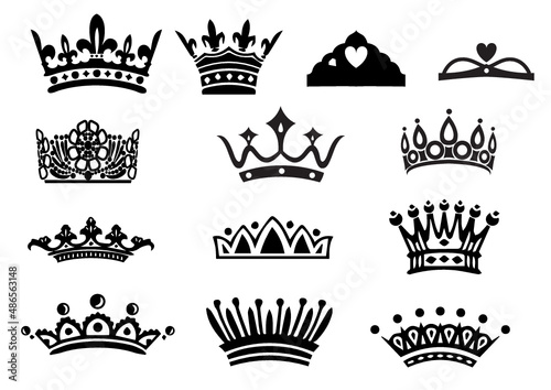 set sagome corona aristocrazia re regina diadema principessa  reali icona simbolo monarchia repubblica governo photo