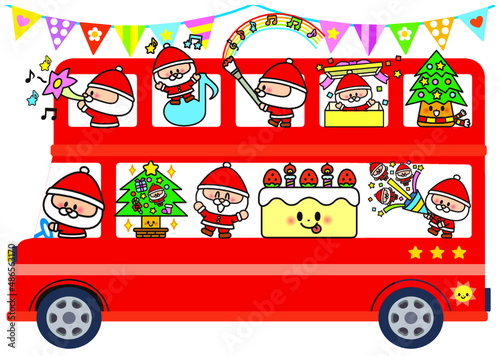 サンタ,イラスト,クリスマス,サンタクロース,乗り物,バス,１２月,プレゼント,ケーキ,パーティー,クラッカー,メリークリスマス,子供,クリスマスイブ,サンタさん,クリスマスプレゼント,ハート,星,キラキラ,保育士,幼稚園,保育園,学校,小学校,小学生,元気,かわいい,笑顔,冬,ジングルベル,１２月２４日,12月,保育,園児,幼児,保育所,音楽,壁面飾り,壁面イラスト,幼稚園児,12月24日,サプ