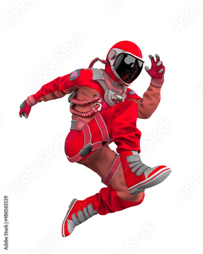 Fototapeta Naklejka Na Ścianę i Meble -  american astronaut is jumping