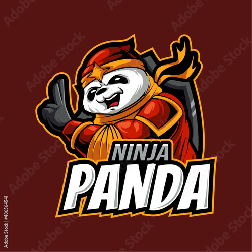 ninja panda mascot logo vector illustration template isolated