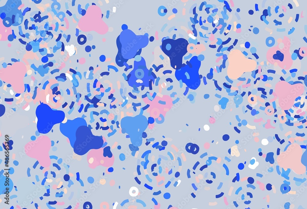 Light Pink, Blue vector template with chaotic shapes.