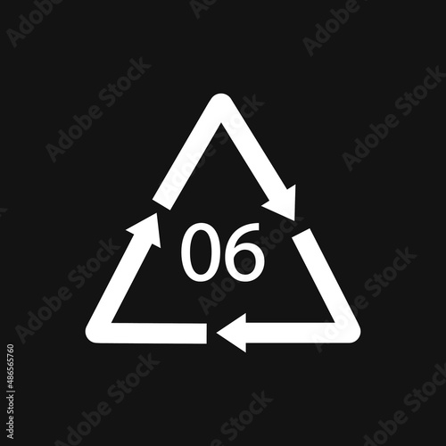 PS 06 recycling code symbol. Plastic recycling vector polystyrene sign.