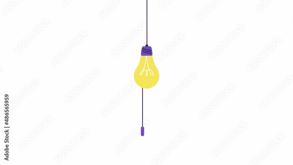light bulb turn on animation. Business creative idea, Eureka, Inspiration, New idea and Innovation.  2d flat style stock video. aspiration and achievement in the workplace, businessman hand