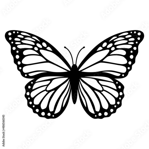 Monarch butterfly silhouette. Vector illustration isolated on white background