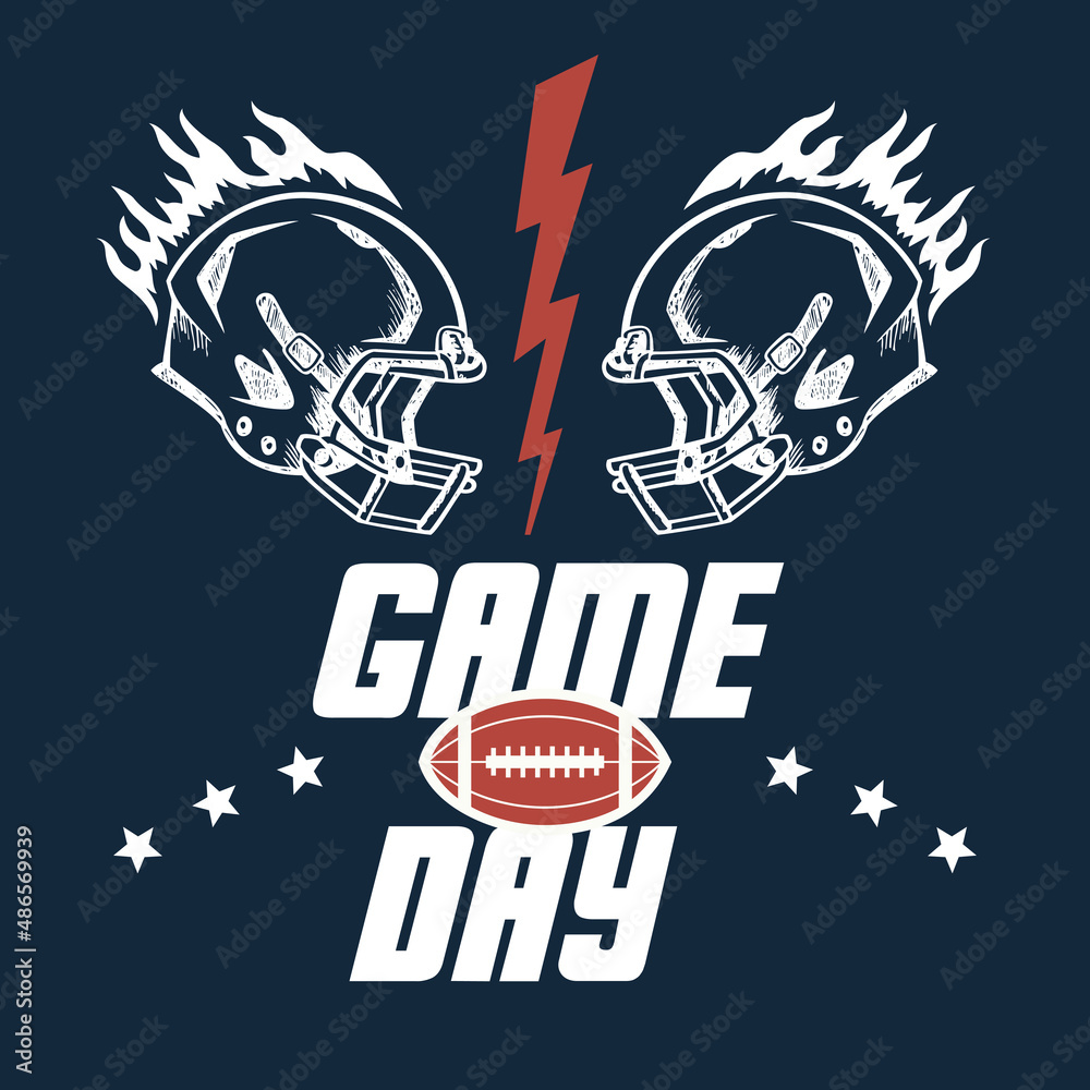 Game Day American Football Template for upcoming Super Bowl. T-shirt print design