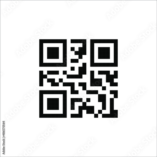 Label with a QR code. Sticker with barcode and QR code for marking brands. Commercial, industrial code and customer qr code. Isolated on a white background. Vector illustration.