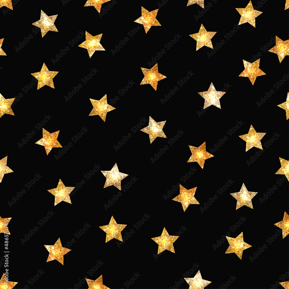 Shining Golden Stars Print. Christmas Holiday Party Background Shining Golden Stars Print. Christmas Holiday Party Background