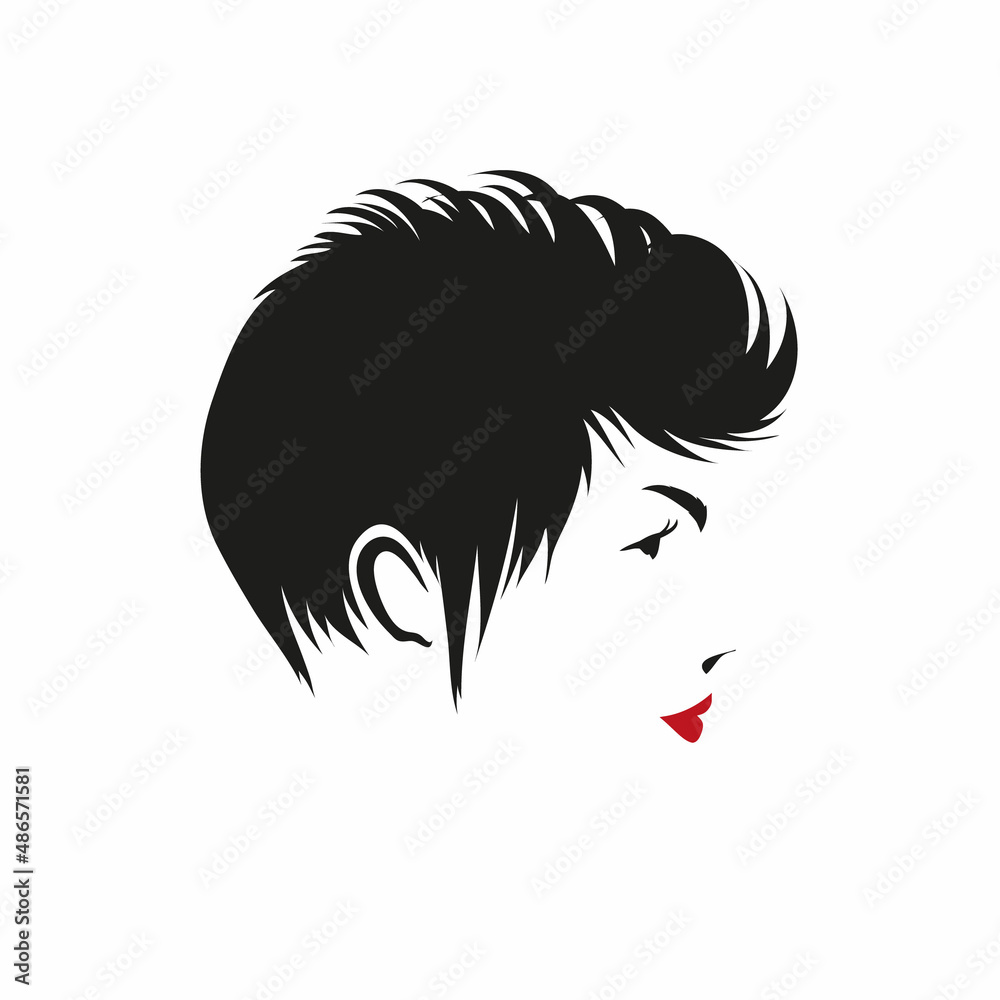 Short haircut. Fashion silhouette woman style, vector illustration 