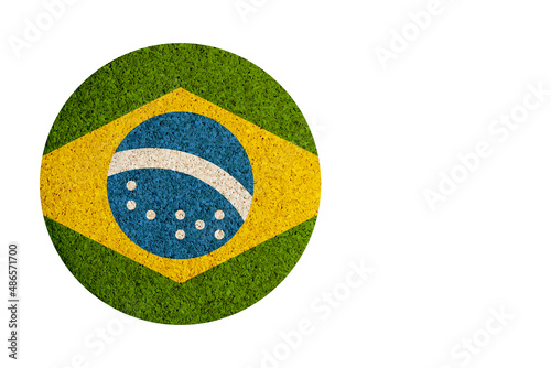 flag of Brazil round cork coaster isolated on a white background