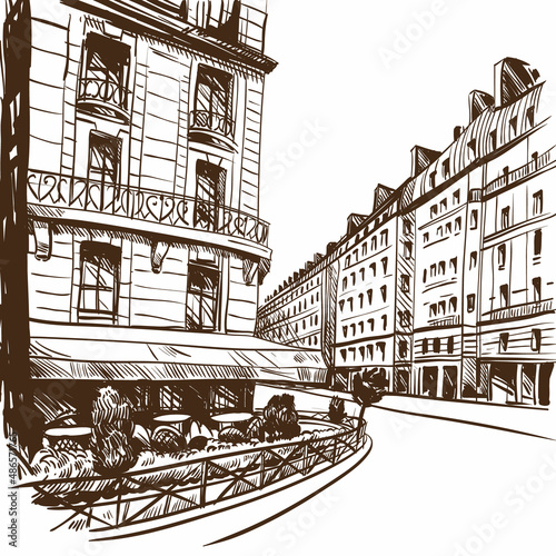 Paris City hand drawn, vector illustration