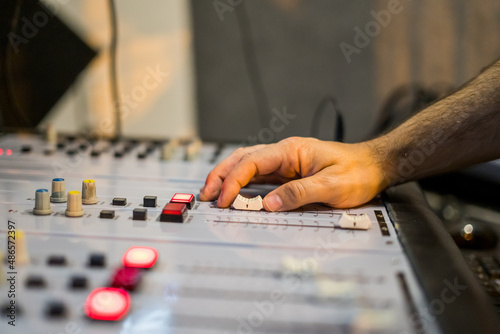 hands of dj mixing music