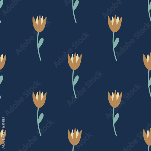 Seamless pattern with simple flowers. © Kolerowa