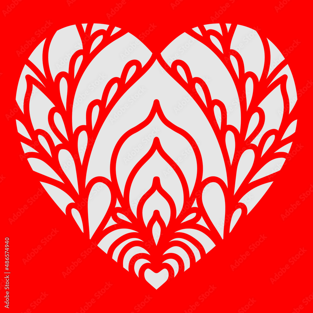Heart Cutout For Indesign Heart for laser cutting with flowers pattern. Clipped heart shape ...