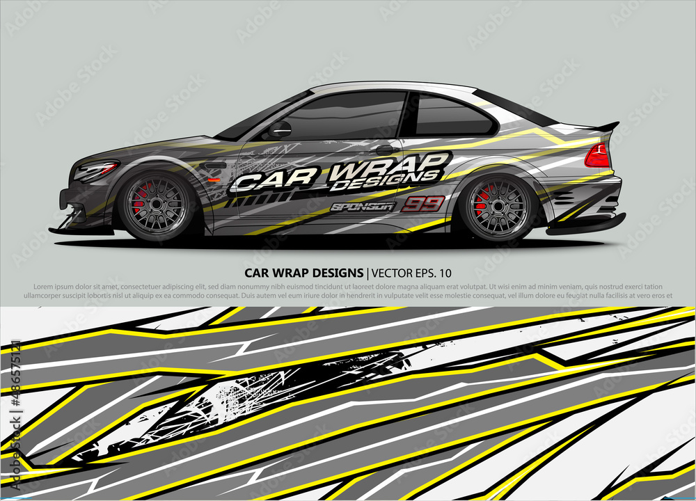 car wrap design. simple lines with abstract background vector
