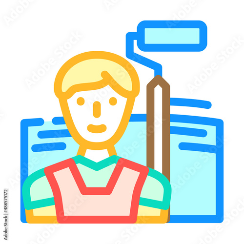 painter man color icon vector. painter man sign. isolated symbol illustration