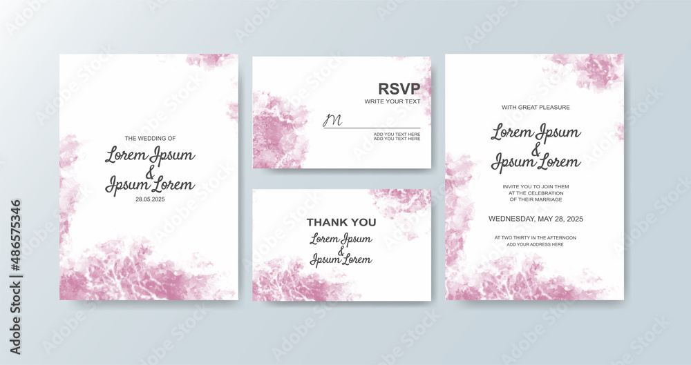 Wedding invitation with abstract watercolor background.