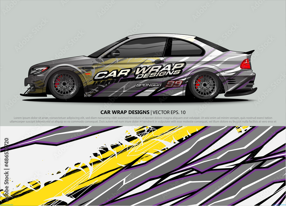 car wrap design. simple lines with abstract background vector