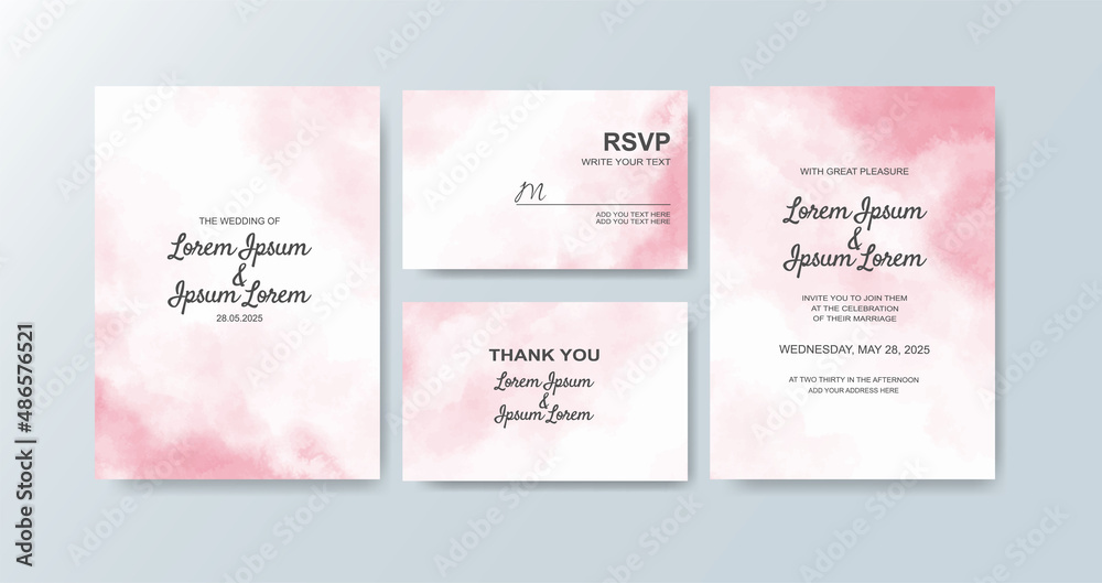 Fototapeta premium Wedding invitation with abstract watercolor background.