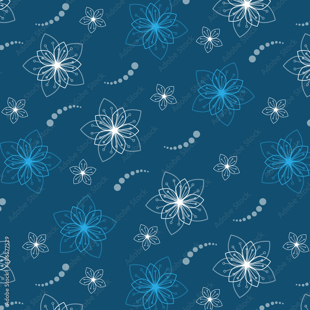 Floral pattern on blue background. Vector illustration. Floral pattern on blue background. Vector illustration.