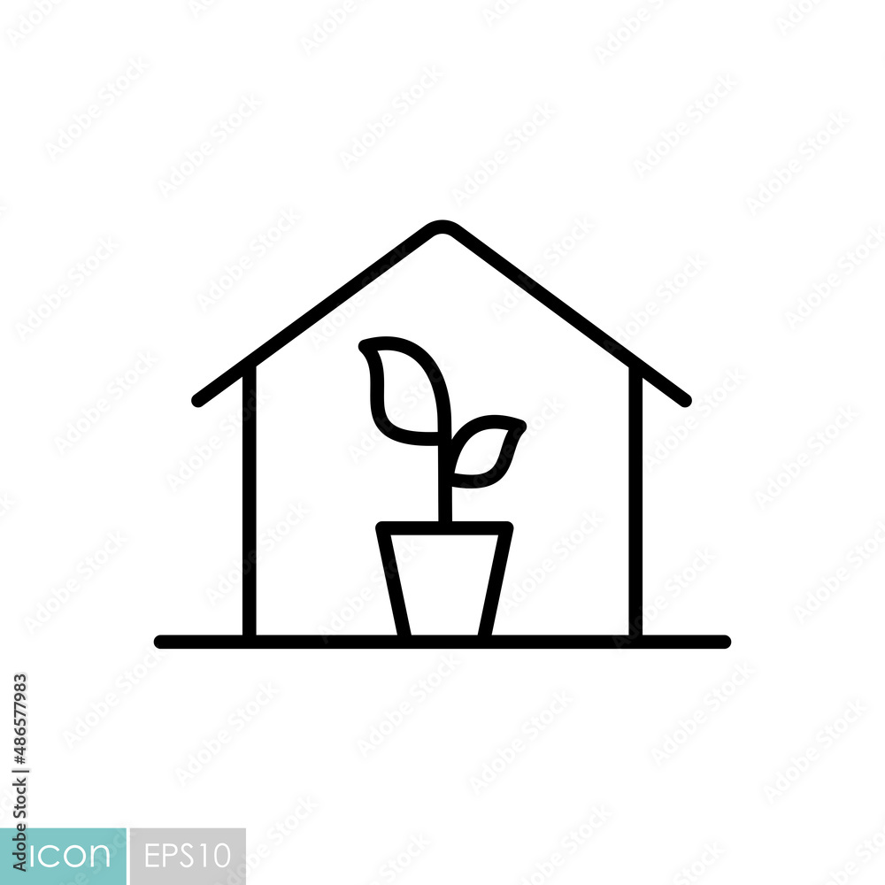 Greenhouse with seedlings inside vector icon Greenhouse with seedlings inside vector icon