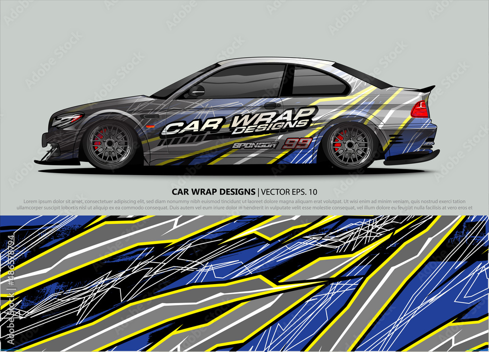 car wrap design. simple lines with abstract background vector