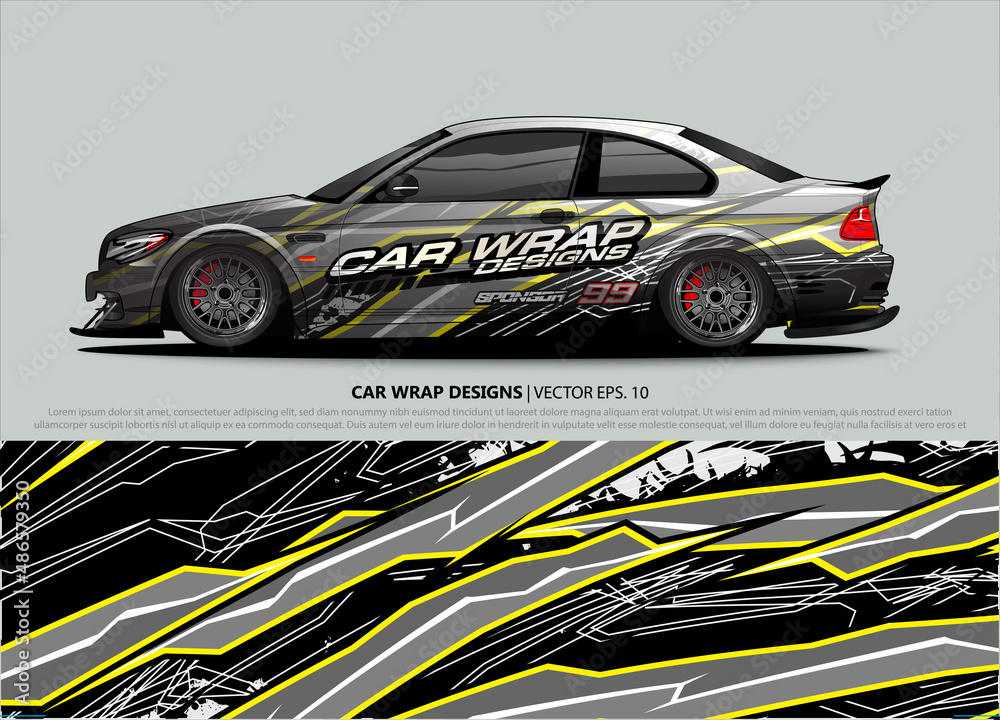 car wrap design. simple lines with abstract background vector