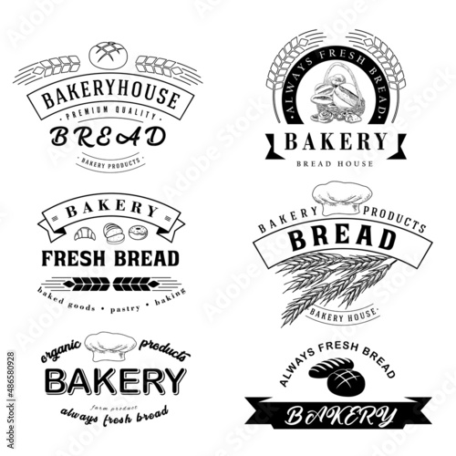 A collection of logos for a bakery. Vintage bakery signs.