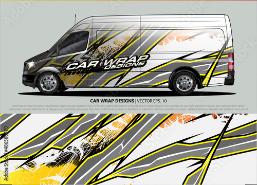 car wrap design. simple lines with abstract background vector